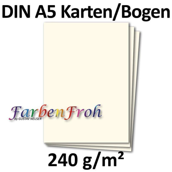 50 DIN A5 Einzelkarten Papierbögen Naturweiß 240 g m² 14 8 x 21