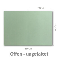 100x Faltkarten DIN A6, Eukalyptus (Grün) - 10,5 x 14,8 cm - Blanko Doppelkarten für Einladungen, Grußkarten