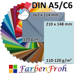 Briefpapier-SET - DIN A5 Papierbogen mit Umschlag C6 -...