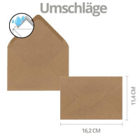 10x Weihnachtskarten-Set DIN A6 in Grau mit goldenem Weihnachtsbaum aus Sternen - Faltkarten mit Umschlägen DIN C6 Kraftpapier Sandbraun mit Nassklebung - Weihnachtsgrüße für Firmen und Privat