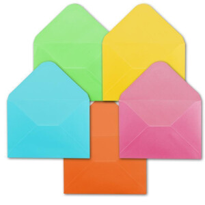 25 Kartensets inklusive Briefumschläge - Blanko Karten mit Geschenkschachtel - bunter Farbmix - DIN A6 Einladungskarten aus 5 verschiedenen Farben - 10,5 x 14,8 cm