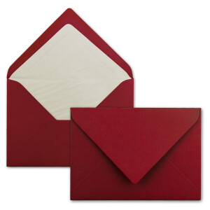 10x Karten-Set DIN B6 - 12 x 17 cm - 120 x 170 mm - Falt-Karten mit Brief-Umschlägen & Einlege-Blättern - Gerippte Struktur Oberfläche - Dunkelrot - Vintage Einladungskarten