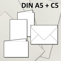 DIN A5 Kartenset aus Büttenpapier - mit DIN C5 Briefumschläge