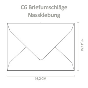 25x Briefumschläge Weiß DIN C6 gefüttert mit Seidenpapier in Schwarz 100 g/m² 11,4 x 16,2 cm mit Nassklebung ohne Fenster