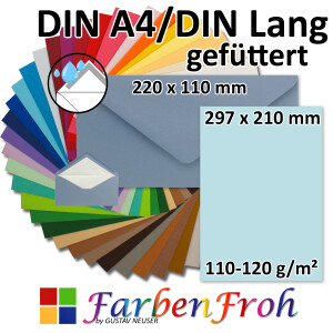 Briefpapier-SET - DIN A4 Papierbogen mit Umschlag DL...