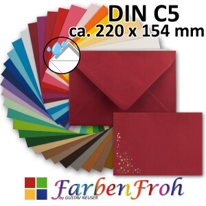 DIN C5 Briefumschlag mit gepr&auml;gten Foliensternen...