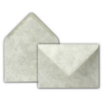 25x Brief-Umschläge in Marmor Hellgrau - 80 g/m² - Kuverts in DIN B6 Format 12,5 x 17,6 cm - Nassklebung ohne Fenster