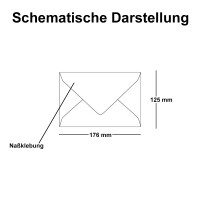 25x Brief-Umschläge in Marmor Hellgrau - 80 g/m² - Kuverts in DIN B6 Format 12,5 x 17,6 cm - Nassklebung ohne Fenster