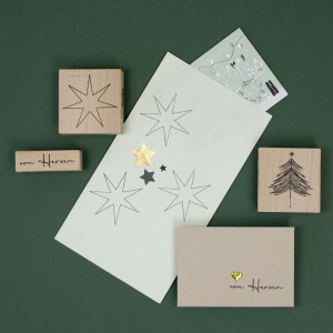 Artoz Stempel – Holzstempel – „Stern 7 Zacken“ – 60 x 60 mm – Motivstempel zum Kartenbasteln für Weihnachten, Einladungen, Grüße