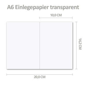 50x faltbares Einlege-Papier für A6 Faltkarten - transparent-weiß - 143 x 200 mm (100 x 143 mm gefaltet) -  hochwertig mattes Papier von GUSTAV NEUSER