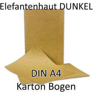 50 Stück DIN A4 Karton Bogen - Elefantenhaut DUNKEL - 21 x 29,7 cm - 190 g/m² - beschichtet