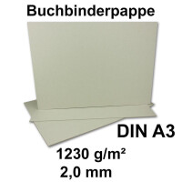 10 Stück Buchbinderpappe DIN A3 - Stärke 2,0 mm ( 0,20 cm ) - Grammatur: 1230 g/m² - Format: 29,7 x 42 cm - Farbe: Grau-Braun