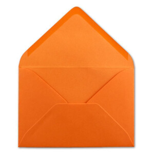 100x Brief-Umschläge Format B6 - Orange- 12 x 17,5 cm - Nassklebung mit spitzer Klappe - 110 g/m² - Einladungs-Kuverts