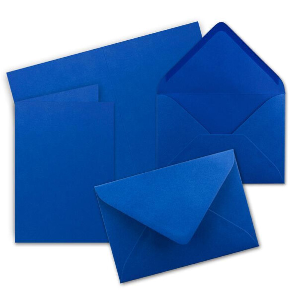 100 Sets - Faltkarten DIN A5 - Royal-Blau / Königs-Blau mit Umschlägen - PREMIUM QUALITÄT - 14,8 x 21 cm - sehr formstabil - für Drucker geeignet - Marke: NEUSER FarbenFroh