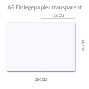 100x faltbares Einlege-Papier für A6 Faltkarten - transparent-weiß - 143 x 200 mm (100 x 143 mm gefaltet) -  hochwertig mattes Papier von GUSTAV NEUSER