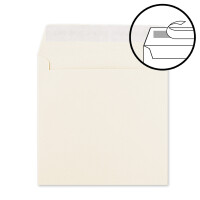 100 quadratische Briefumschläge Farbe: Creme - 15,5 x 15,5 cm (155 x 155 mm) - Haftklebung mit gerader Klappe - 120 Gramm/m²- Marke: NEUSER PAPIER