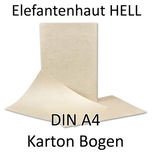 100 Stück DIN A4 Karton Bogen - Elefantenhaut HELL - 21 x 29,7 cm - 190 g/m² - beschichtet