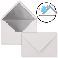 Kuverts Weiß - 100 Stück - Brief-Umschläge DIN C6 - 114 x 162 mm - 11,4 x 16,2 cm - Nassklebung - matte Oberfläche & Silber-Metallic Fütterung - ohne Fenster - für Einladungen