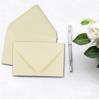 100x Briefumschläge 12 x 18 cm -  DIN B6 mit Nassklebung, creme, stabile 90 Gramm pro m², Umschläge für Grußkarten und Einladungen