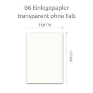 100x ungefalztes einfaches Einlege-Papier für B6 Karten - transparent-weiß - 11,8 x 17,8 cm - hochwertiges durchsichtiges Papier ohne Falz - von GUSTAV NEUSER