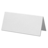 ARTOZ 100x Tischkarten - Blütenweiß () - 45 x 100 mm blanko Platz-Kärtchen - Faltkarten für festliche Tafel - Tischdekoration - 220 g/m² gerippt