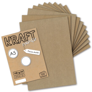 100x Papierbogen DIN A5 14,8 x 21 cm, Naturfarbe Braun/Grau 140g - nachhaltiges recyceltes Briefpapier (komplett natubelassenes Naturpapier - FSC-zertifiziert)