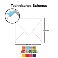 100x Quadratische Briefumschläge in Limette (Grün) - 15,5 x 15,5 cm - ohne Fenster, mit Nassklebung - 110 g/m² - Für Einladungskarten zu Hochzeit, Geburtstag und mehr - Serie FarbenFroh