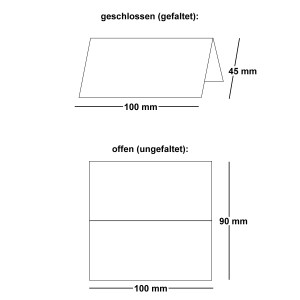 100x Tischkarten in Naturweiß / Chamois (Creme) - 4,5 x 10 cm - blanko - Doppel-Karten - als Platzkarten und Namenskarten für Hochzeit und Feste