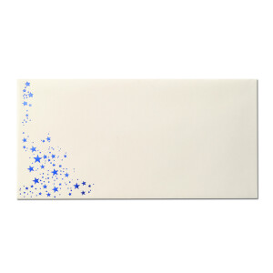 100x Briefumschläge mit Metallic Sternen - DIN Lang - Blau geprägter Sternenregen - Farbe: creme, Nassklebung, 80 g/m² - 110 x 220 mm - ideal für Weihnachten