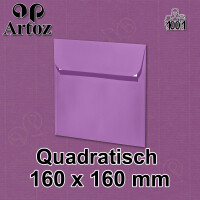 ARTOZ 50x quadratische Briefumschläge holunder (Violett) 100 g/m² - 16 x 16 cm - Kuvert ohne Fenster - Umschläge mit Haftklebung