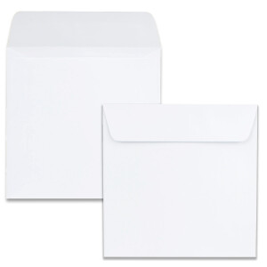 50 quadratische Briefumschläge Farbe: Weiß - 15,5 x 15,5 cm (155 x 155 mm) - Nassklebung mit gerader Klappe - 120 Gramm/m²- Marke: NEUSER PAPIER