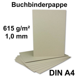 20 Stück Buchbinderpappe DIN A4 - Stärke 1,0 mm ( 0,1 cm ) - Grammatur: 615 g/m² - Format: 29,7 x 21,0 cm - Farbe: Grau-Braun