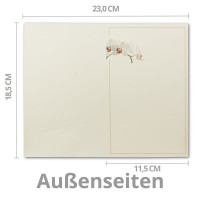 50 Stück - Trauerkarte (Faltkarte) Motiv Orchidee, DIN B6+, 115 x 185 mm Doppelkarte, Farbe Edel-Weiß, Kondolenzkarte
