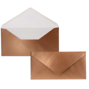 25 Brief-Umschläge Bronze Metallic DIN Lang - 110 x 220 mm (11 x 22 cm) - Nassklebung ohne Fenster - Ideal für Einladungs-Karten - Serie FarbenFroh