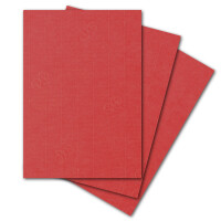 ARTOZ 50x Bastelpapier - Rot - DIN A4 297 x 210 mm - 220 Gramm pro m² - Edle Egoutteur-Rippung - Hochwertiges Designpapier Urkundenpapier Bastelkarton