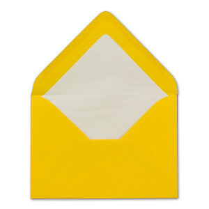 50 Briefumschläge in Honiggelb mit weißem Innenfutter - Kuverts in DIN B6 Format  - 12,5 x 17,6 cm - Seidenfutter - Nassklebung