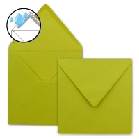 25x Quadratische Briefumschläge in Limette (Grün) - 15,5 x 15,5 cm - ohne Fenster, mit Nassklebung - 110 g/m² - Für Einladungskarten zu Hochzeit, Geburtstag und mehr - Serie FarbenFroh