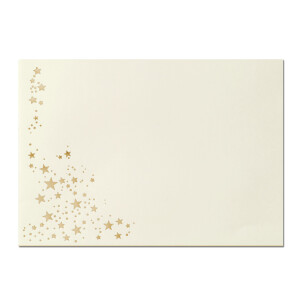 25x Weihnachts-Briefumschläge - DIN C6 - mit Gold-Metallic geprägtem Sternenregen -Farbe: Creme - Nassklebung, 90 g/m² - 114 x 162 mm - Marke: GUSTAV NEUSER
