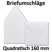 25x Briefumschläge Quadratisch 160 x 160 mm - Weiss - 120 Gramm pro m² - 16,0 x 16,0 cm - Nassklebung - Für ganz besondere Anlässe - Marke: GUSTAV NEUSER