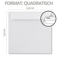 25x große quadratische Briefumschläge 22 x 22 cm - Weiß - 100 g/m²  - Für ganz besondere Anlässe - Haftklebung