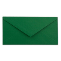 50 Brief-Umschläge DIN Lang - Dunkelgrün mit Gold-Metallic Innen-Futter - 110 x 220 mm - Nassklebung - festliche Kuverts für Weihnachten