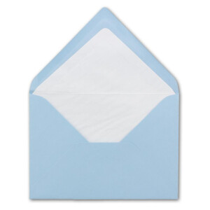 25x Kuverts in Hellblau - Brief-Umschläge in DIN B6 - 12,5 x 17,6 cm geripptes Papier - weißes Seidenfutter für Weihnachten & festliche Anlässe