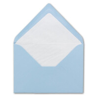 25x Kuverts in Hellblau - Brief-Umschläge in DIN B6 - 12,5 x 17,6 cm geripptes Papier - weißes Seidenfutter für Weihnachten & festliche Anlässe