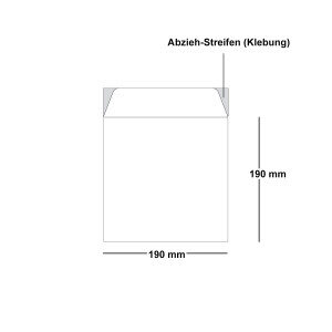 50x quadratische Brief-Umschläge 19 x 19 cm, Opal-Weiß - Nassklebung, starke Qualität 120 g/m² - Quadratische Kuverts für Einladungs-Karten