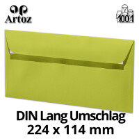 ARTOZ 25x Briefumschläge DIN Lang Limette 100 g/m² selbstklebend - DL 224x114 mm - Kuvert ohne Fenster - Umschläge mit Haftklebung Abziehstreifen