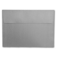 50x Briefumschläge DIN C5 Silber Metallic - 16,2 x 22,9 cm - Haftklebung - glänzende Kuverts für große Einladungen und Karten zum Geburtstag oder Hochzeit