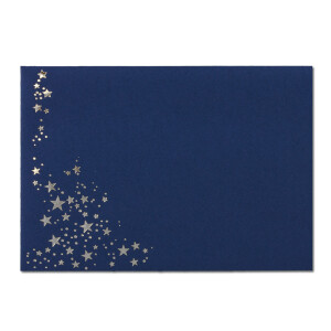 100x Weihnachts-Briefumschläge - DIN C6 - mit Silber-Metallic geprägtem Sternenregen -Farbe: Dunkelblau - Nassklebung, 120 g/m² - 114 x 162 mm - Marke: GUSTAV NEUSER