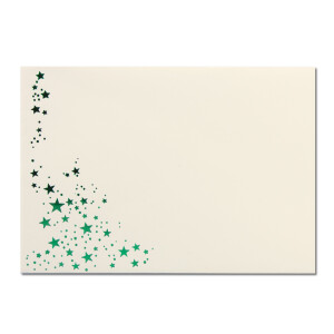 50x Weihnachts-Briefumschläge - DIN B6 - mit Grün-Metallic geprägtem Sternenregen - Farbe: Creme - Nassklebung, 100 g/m² - 120 x 180 mm - Marke: GUSTAV NEUSER