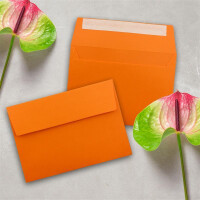 75x Briefumschläge Orange DIN C6 Format 11,4 x 16,2 cm - Haftklebung - Kuverts ohne Fenster - Weihnachten, Grußkarten & Einladungen - Für A6 & A4 Papier