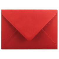 50x Brief-Umschläge Format B6 - leuchtendes Rot- 12 x 17,5 cm - Nassklebung mit spitzer Klappe - 110 g/m² - Einladungs-Kuverts